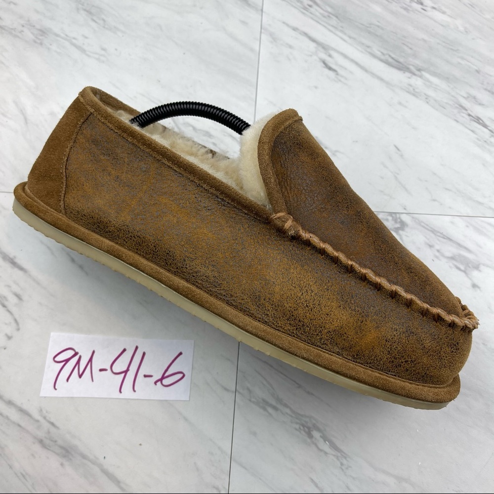 Clarks Men's Shearling Lamb Fur Slipper 26139005 Brown Size 9M
